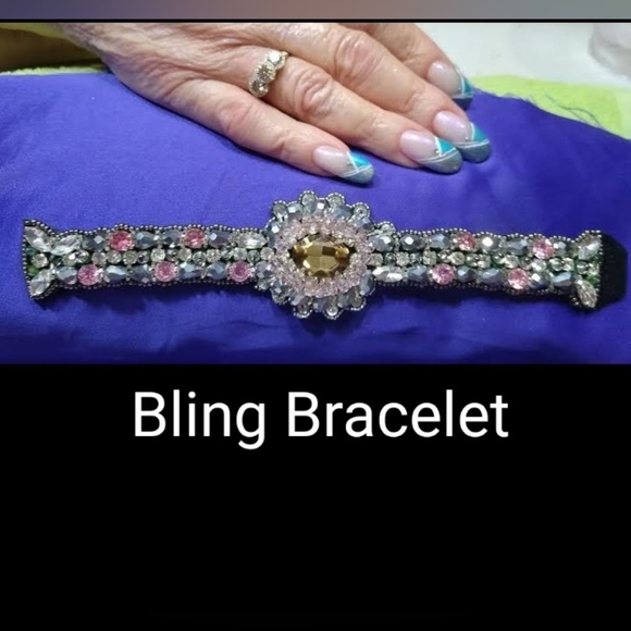 Crystal Jeweled Statement Bracelet - Picture 6 of 8